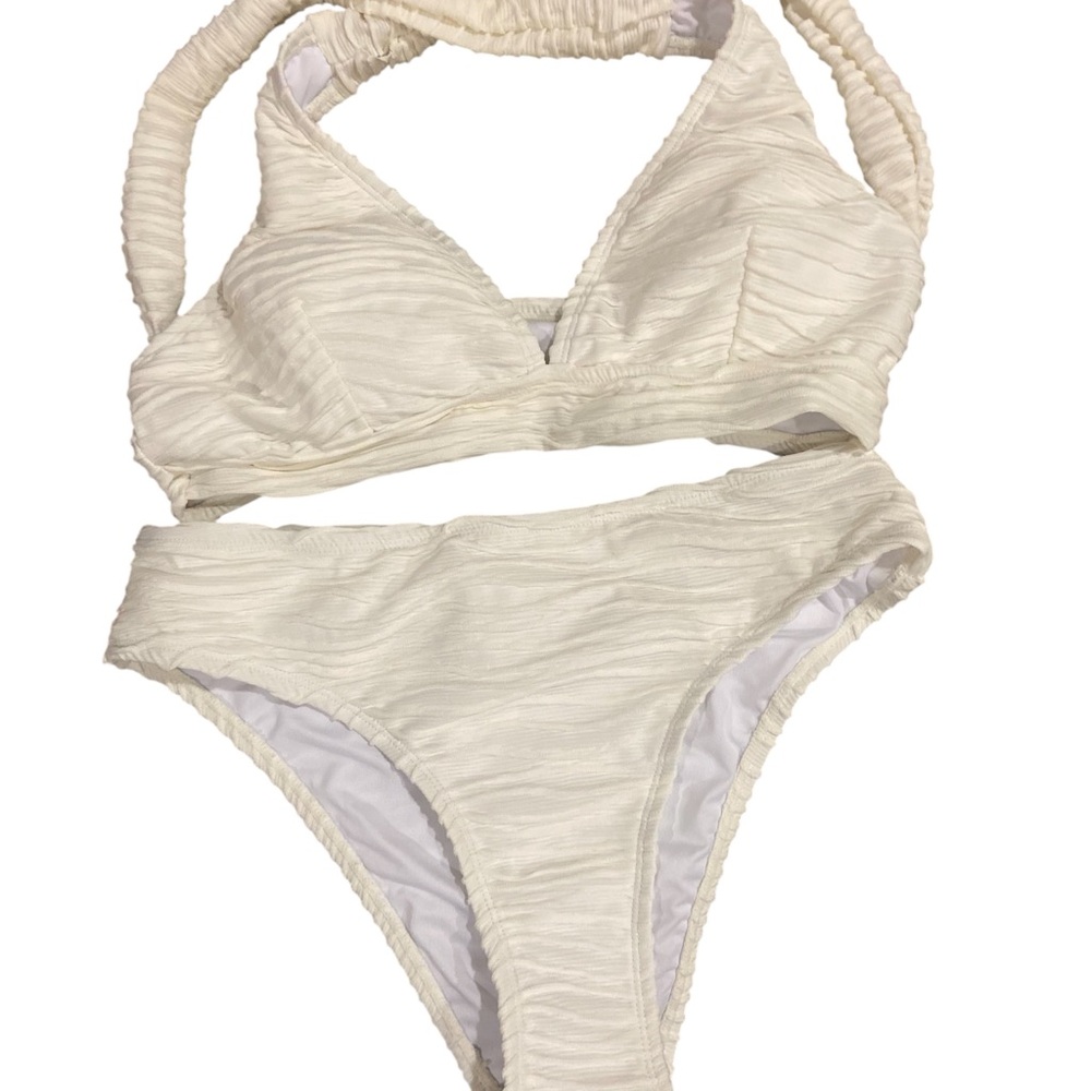 Cupshe Cream Textured Bikini
